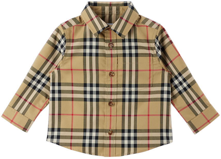 Shop Burberry Baby Beige Vintage Check Shirt In Archive Beige Ip Chk