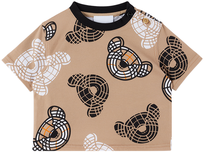 【関税込み】Burberry ベビー|ベージュ Thomas Bear Tシャツ Baby Beige Thomas Bear T-Shirt by Burberry | SSENSE