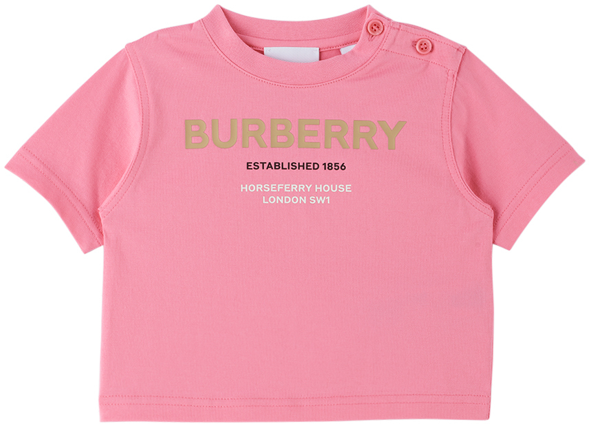 Shop Burberry Baby Pink 'horseferry' T-shirt In Bubblegum Pink