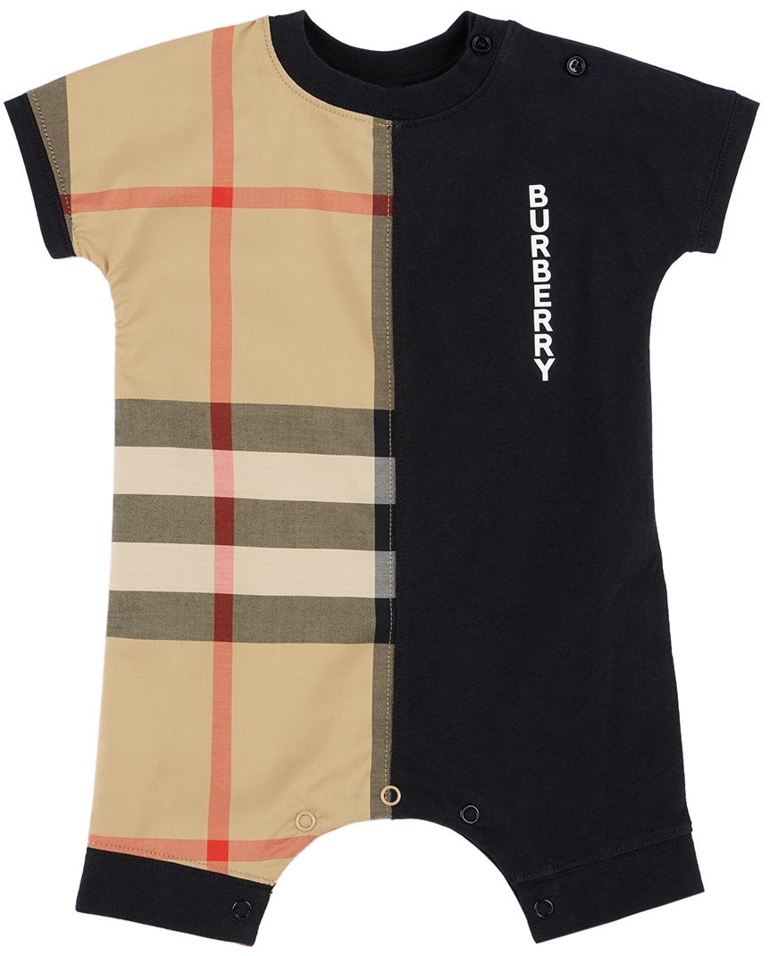 Burberry Baby Black Check Panel Jumpsuit