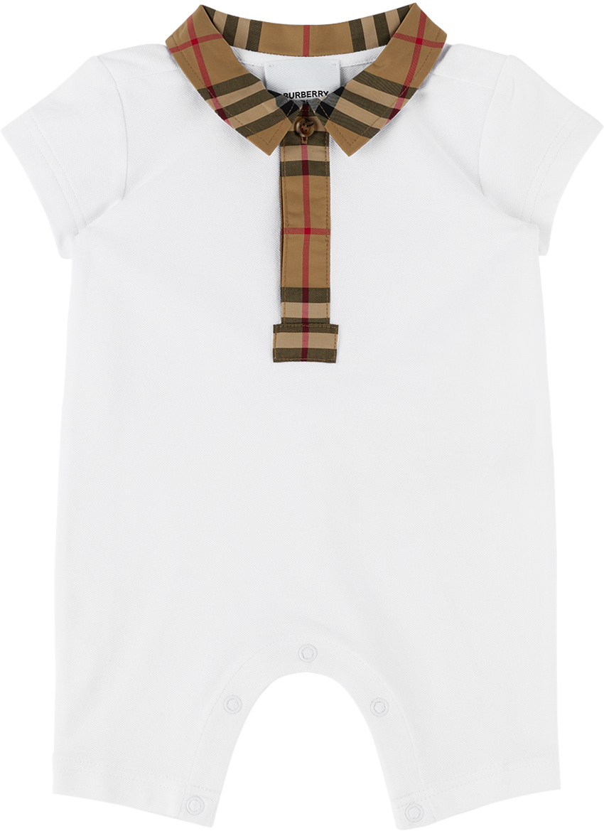 Burberry Baby White Check Jumpsuit
