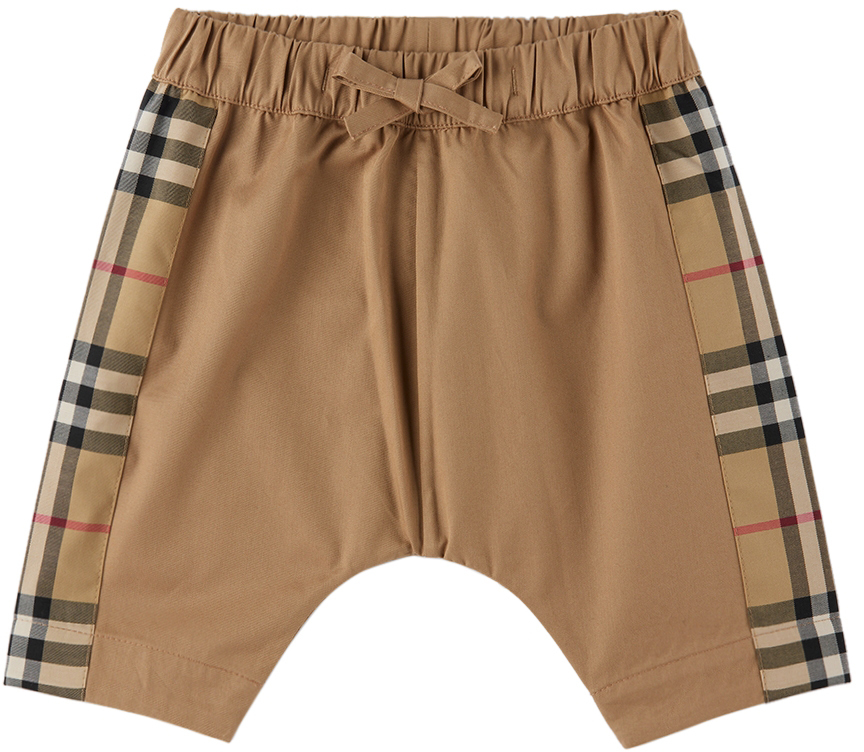 Burberry Baby Beige Check Panel Trousers