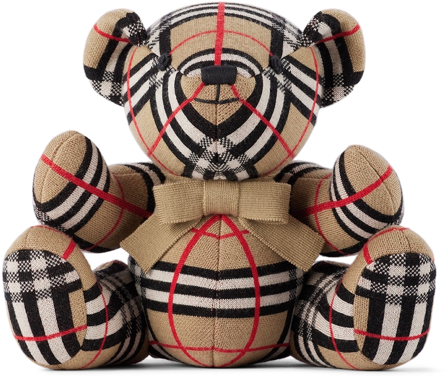 Shop Burberry Baby Beige Check Bear Plush Toy In Archive Beige