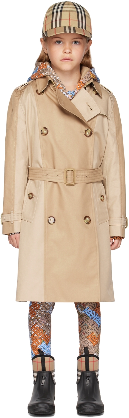 BURBERRY KIDS BEIGE BELTED TRENCH COAT