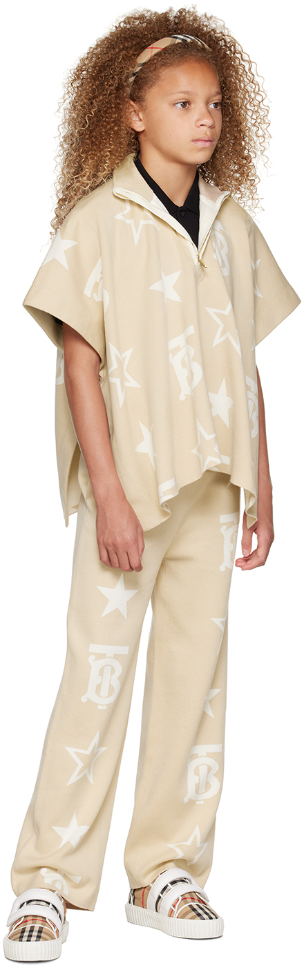 Burberry Kids Beige Sylvie Poncho In Almond Beige Ip Pat