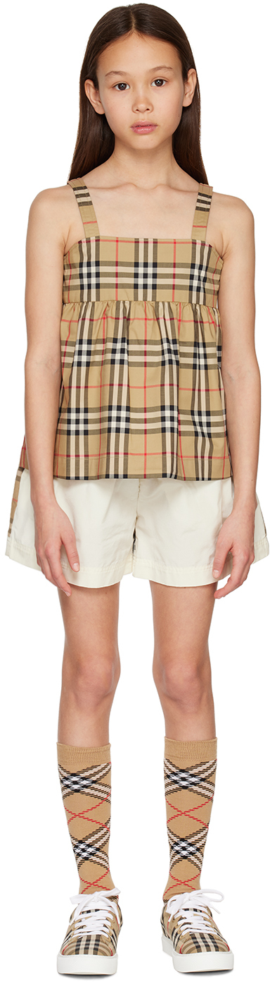 Burberry Vintage Check Cotton Bloomer Dress In Brown