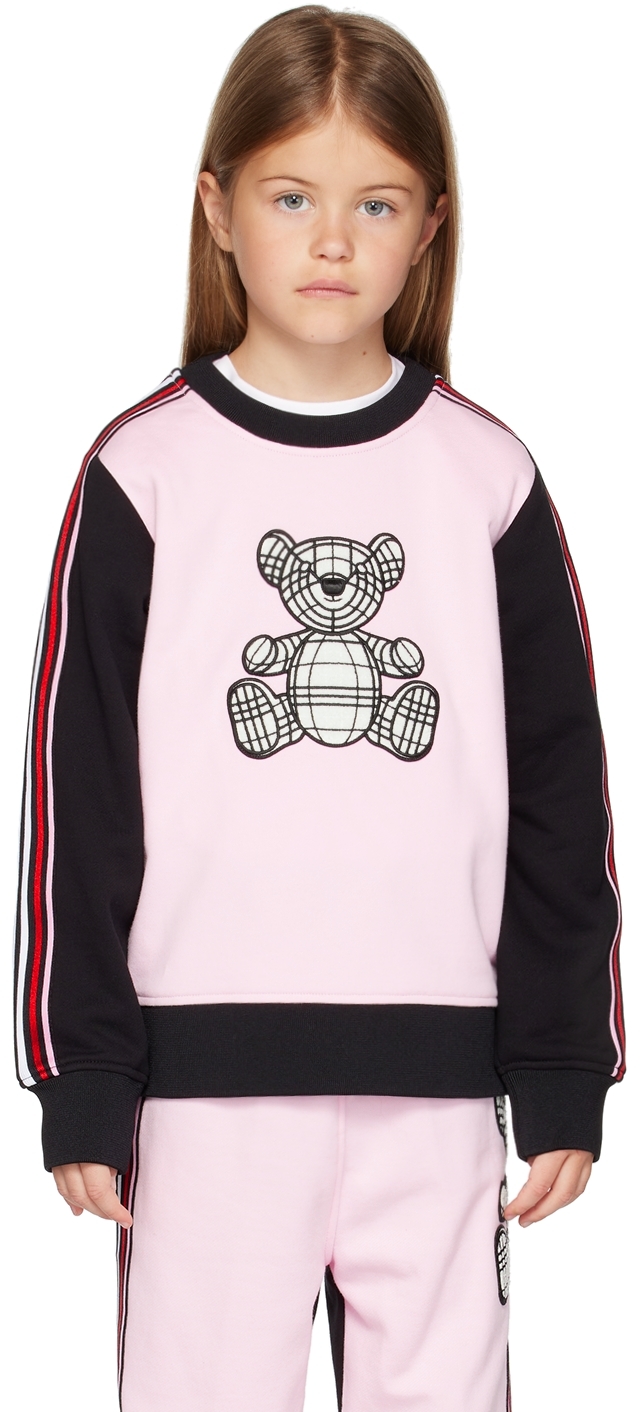 Burberry Kids' Thomas Bear Embroidered Cotton Jersey Sweatshirt In Pale Candy Pink