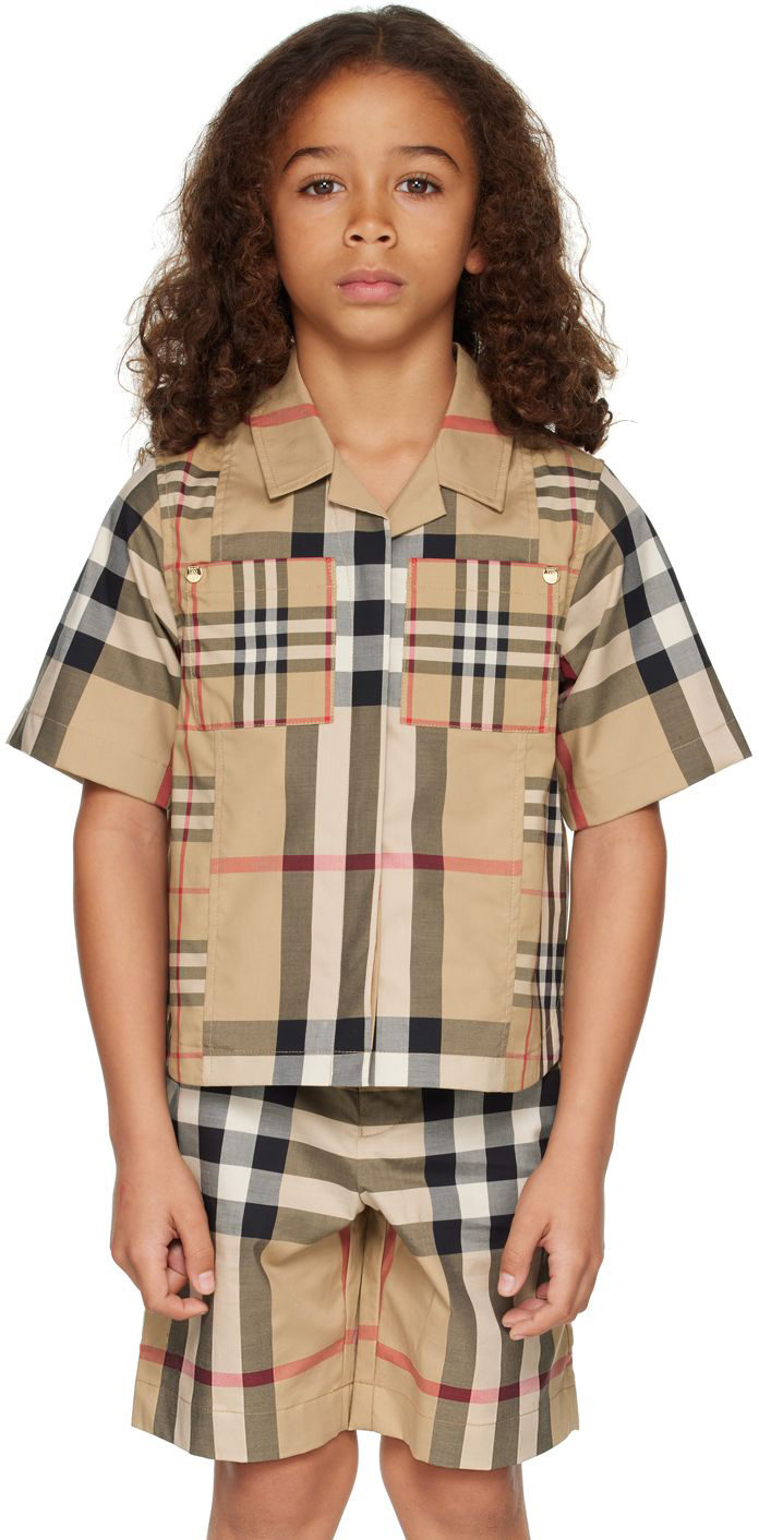 Burberry Kids Beige Patchwork Check Shirt In Archive Beige Ip Chk