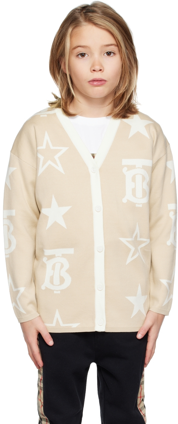 Burberry Beige Cardigan For Kids With Tb Monogram