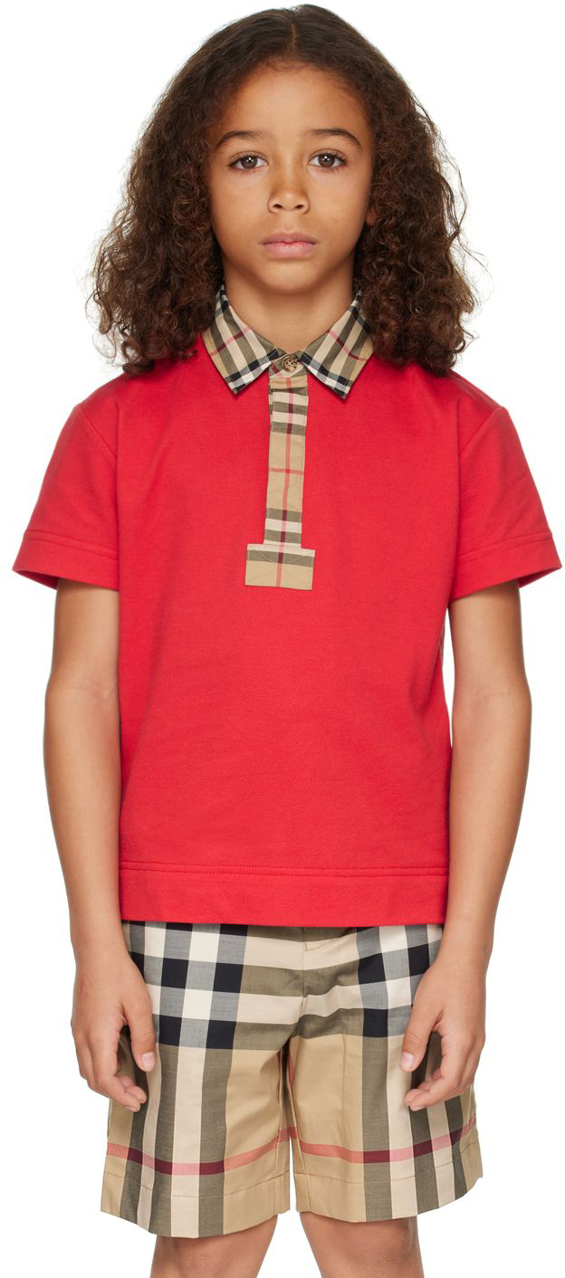Kids Red Check Polo by Burberry | SSENSE