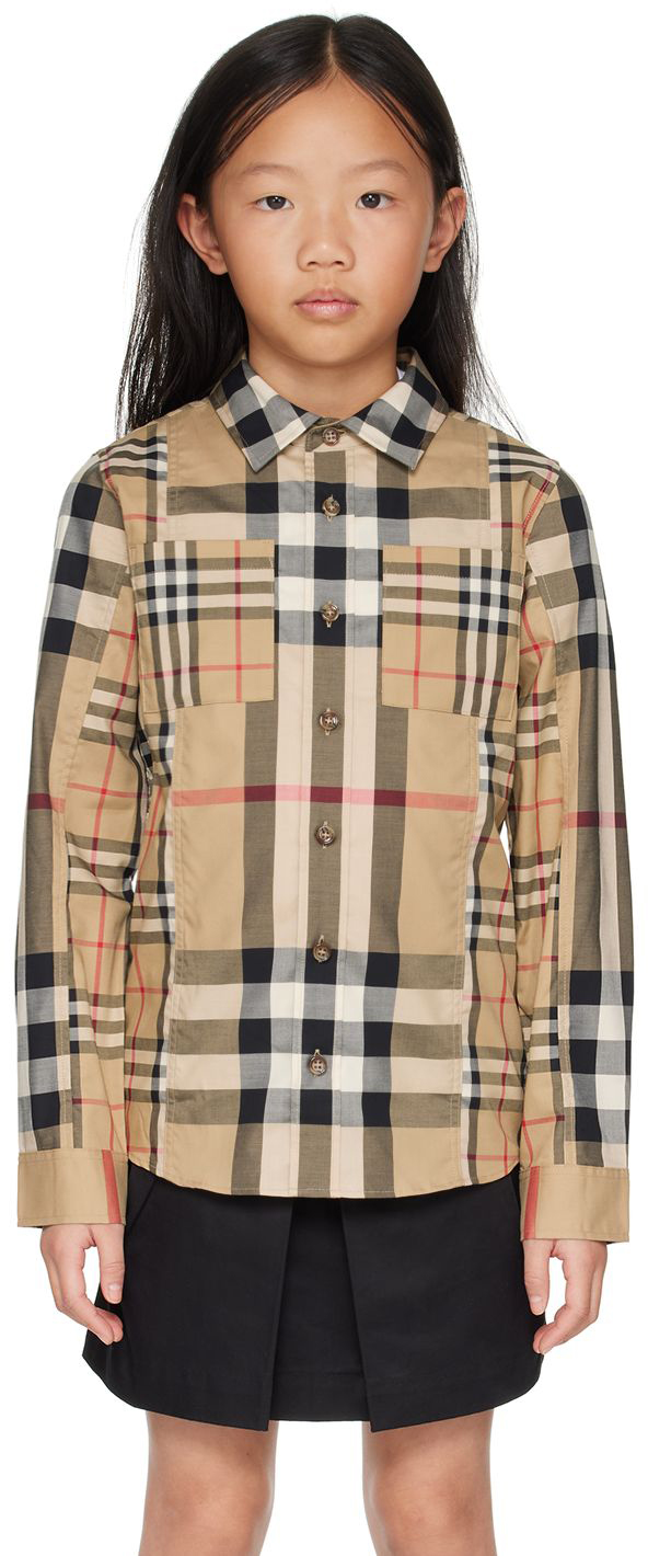 Burberry Kids Beige Check Shirt In Archive Beige Ip Chk