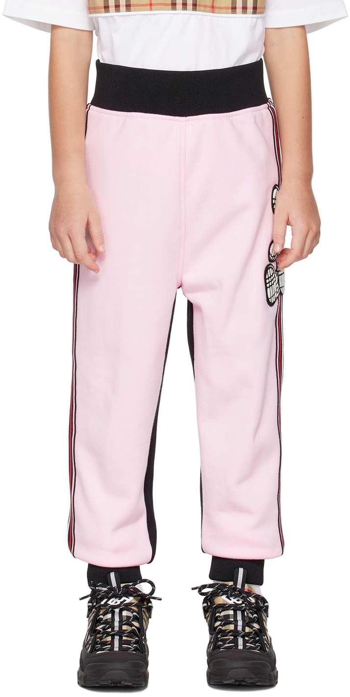 Burberry Kids Pink Thomas Bear Lounge Pants In Pale Candy Pink