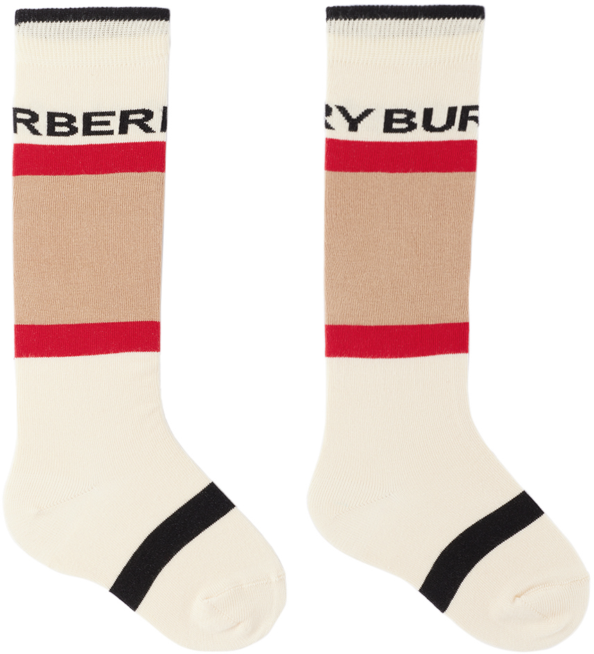 Burberry Kids Tan Logo Socks