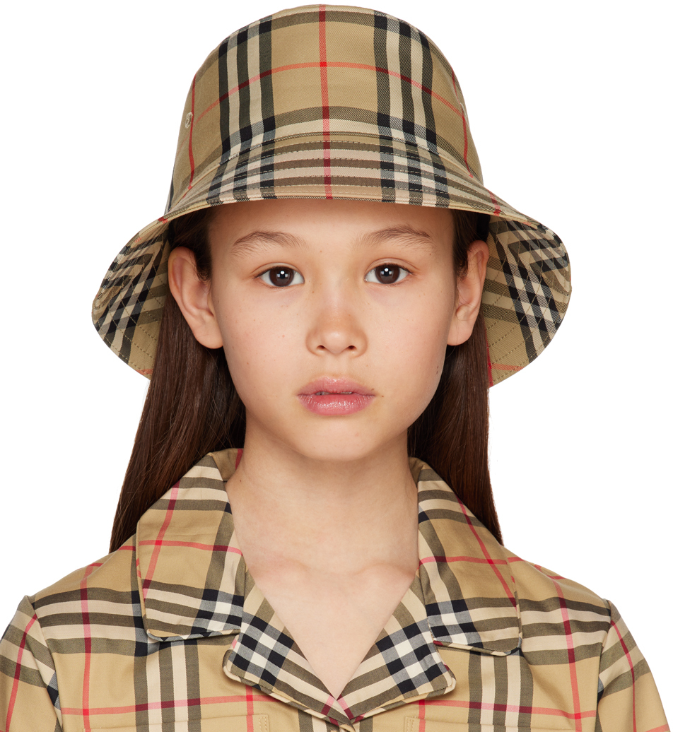Burberry Kids Beige Vintage Check Bucket Hat