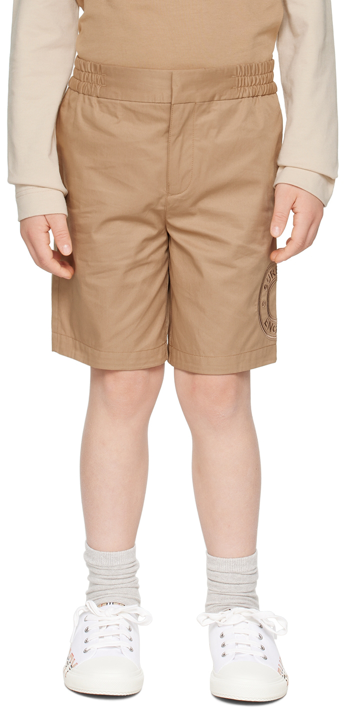 Burberry Kids Beige Embroidered Shorts In Archive Beige