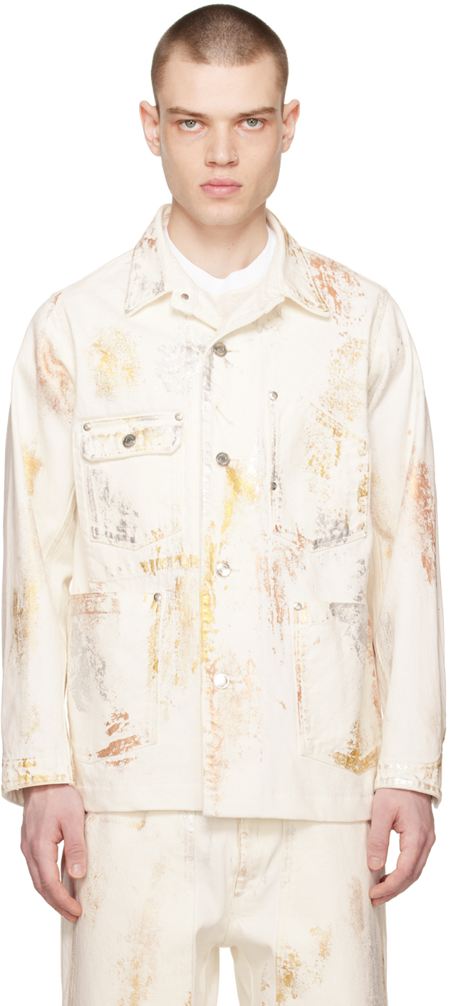 Tanaka White 'the Work' Denim Jacket In White Butterfly