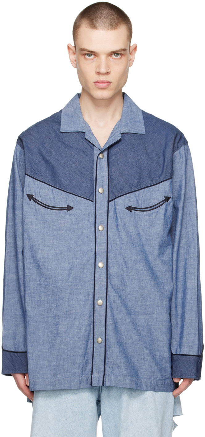 Tanaka Blue Welt Pocket Shirt In Denim Chambray