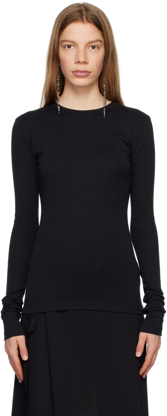 Ann Demeulemeester Cotton Long-sleeved Top In Black