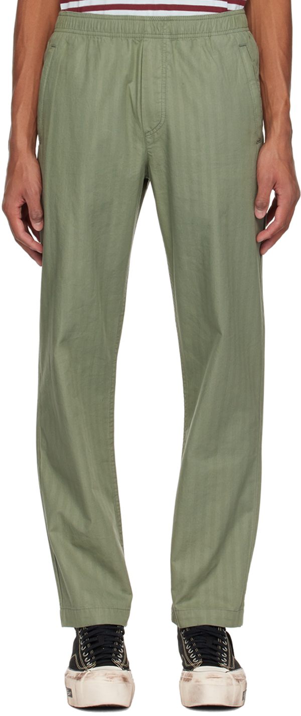 Wood Wood Khaki Stanley Trousers In Olive 8002