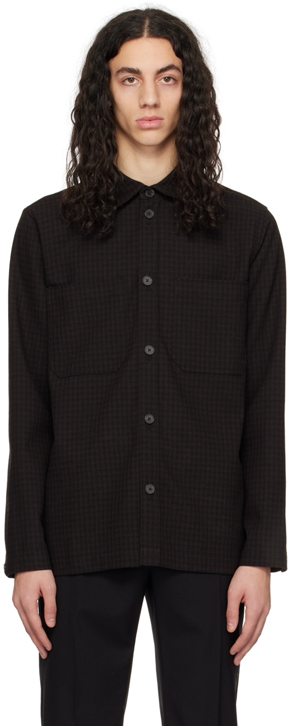 Wood Wood Clive Check-pattern Wool Shirt In Brown
