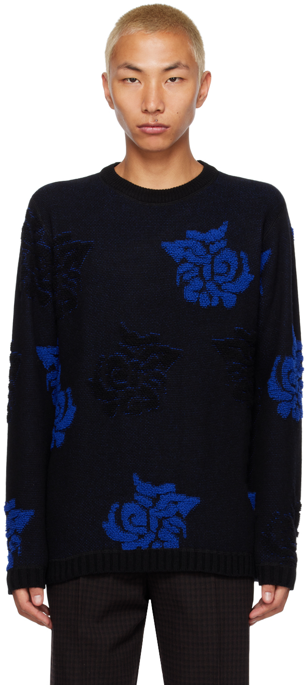 Wood Wood Merino Floral Sweater In Black 9999