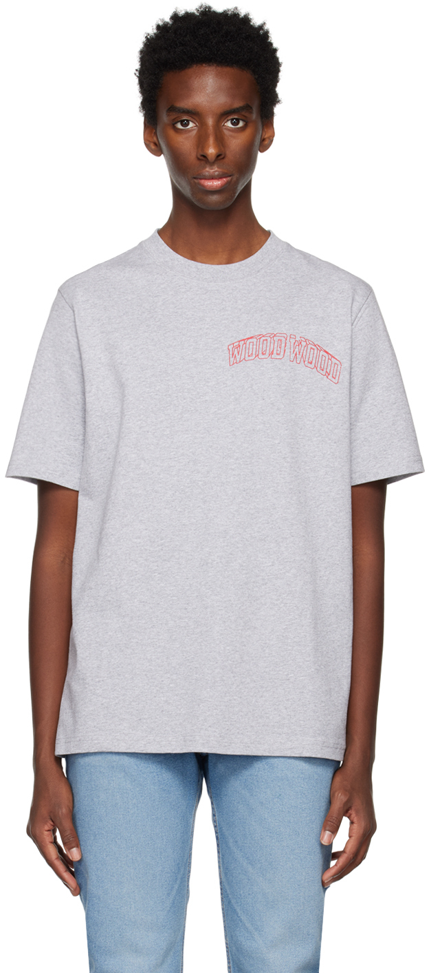 Gray Bobby Ivy Logo T-Shirt by WOOD WOOD on Sale