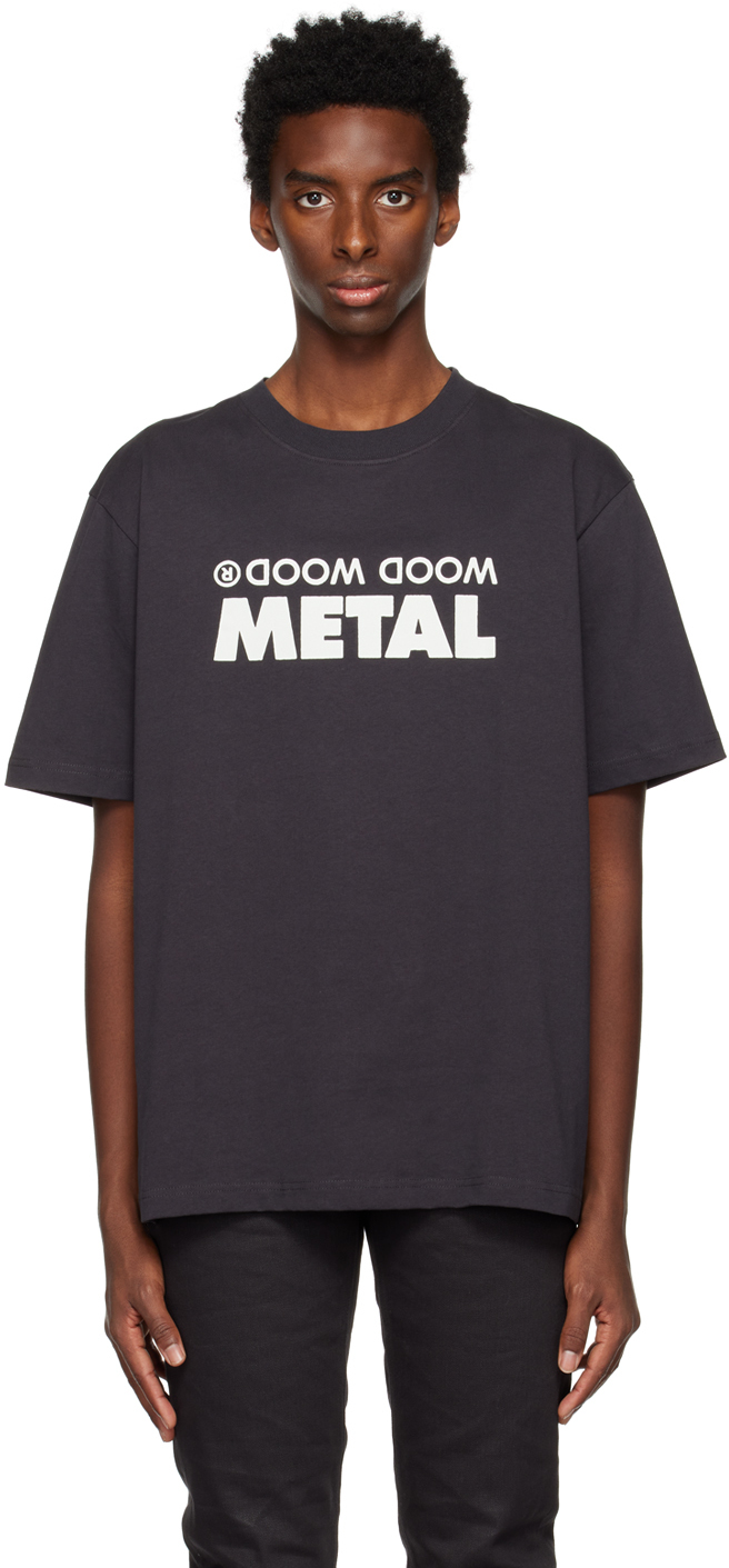 Black Haider Metal T-Shirt by WOOD WOOD on Sale