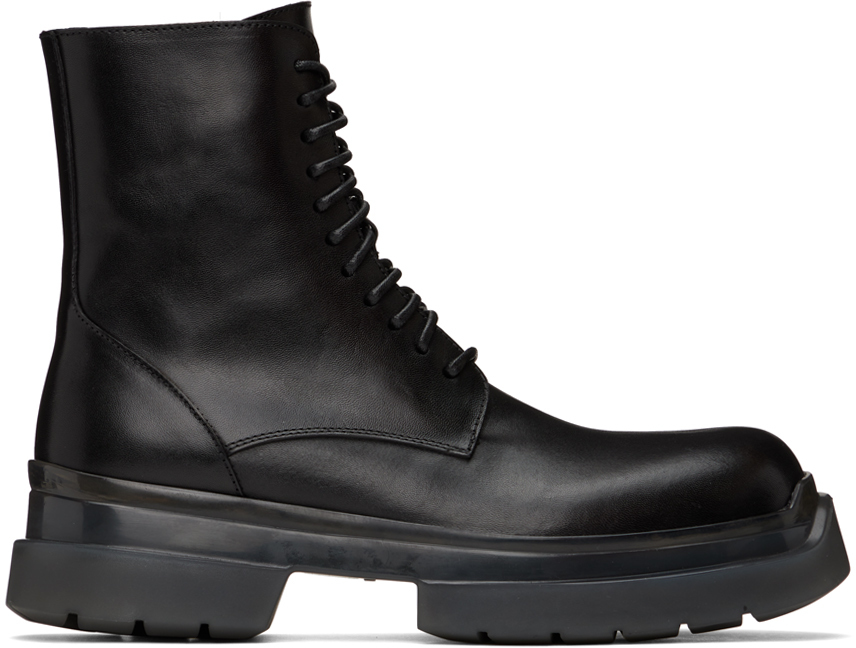 Bottes Vintage Ann Demeulemeester En Cuir Noir - Talon Incliné - Pointure 37/7