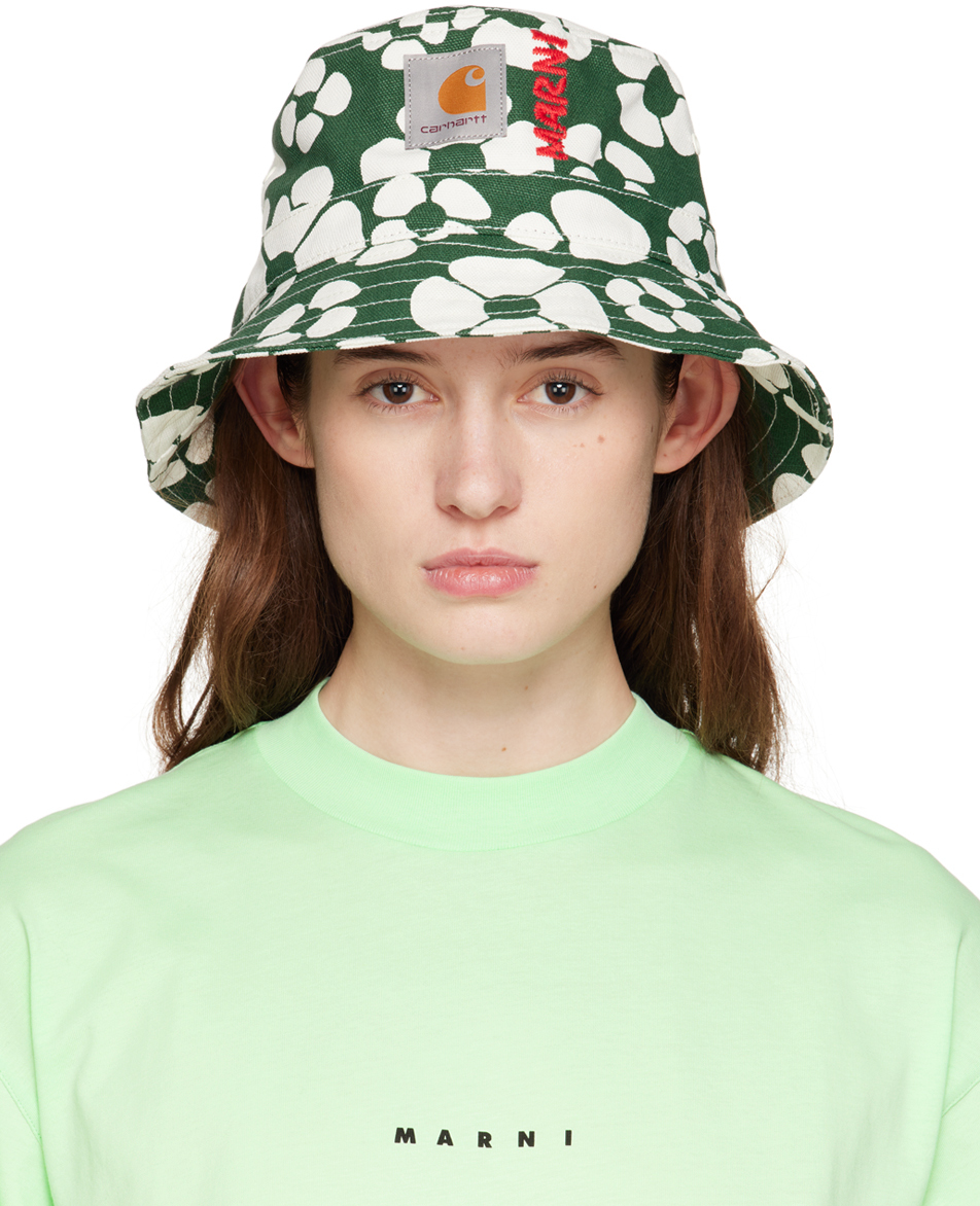 Marni: Green Carhartt WIP Edition Floral Bucket Hat | SSENSE