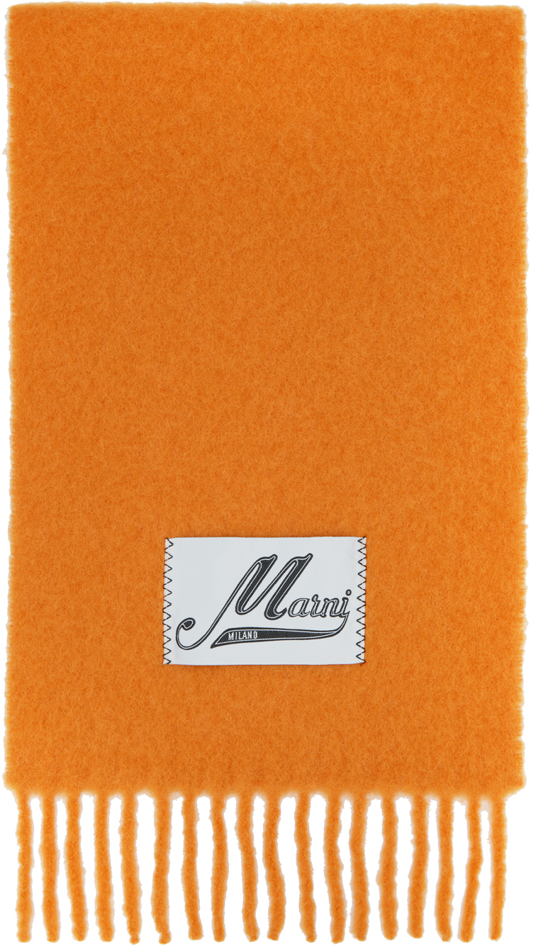 Marni Orange Fringe Scarf SSENSE Canada