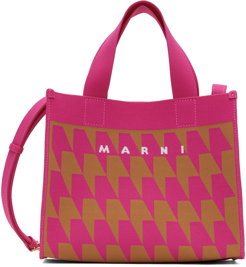 Marni Pink Small Shopping Tote In Zo422 Cinnamon/cassi