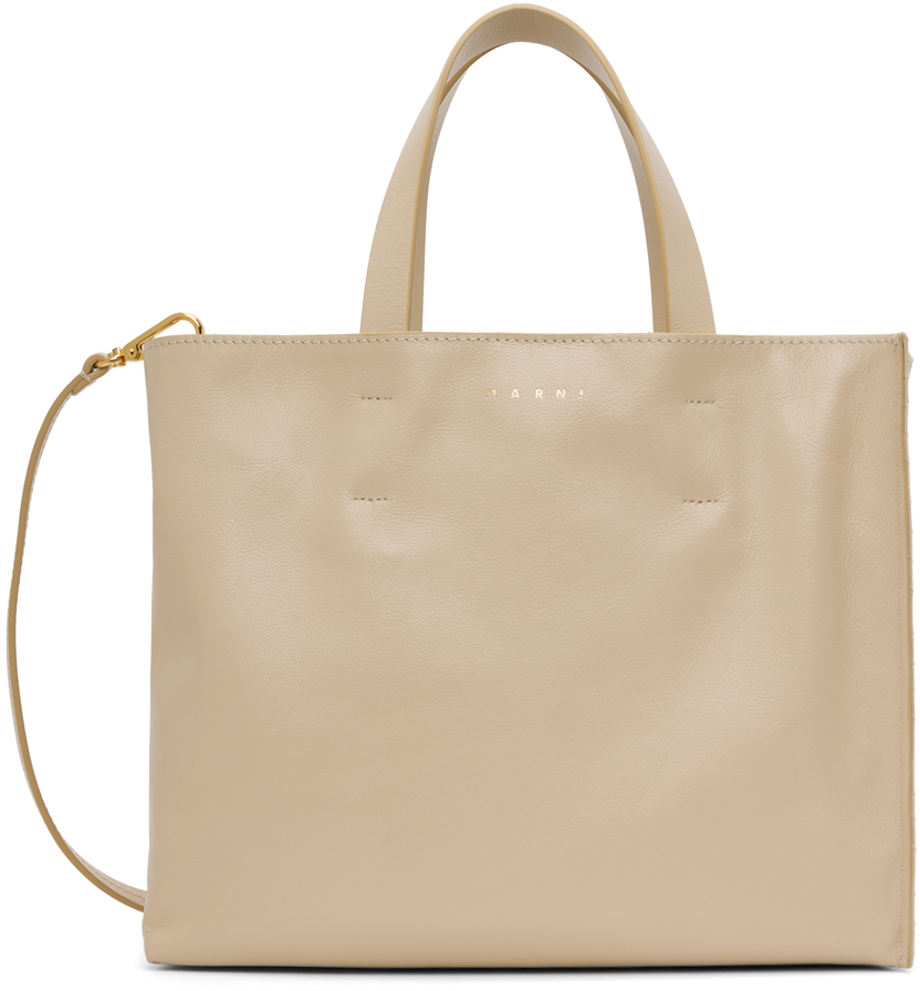 Marni Beige Museo Tote In 00w22 Old Lace
