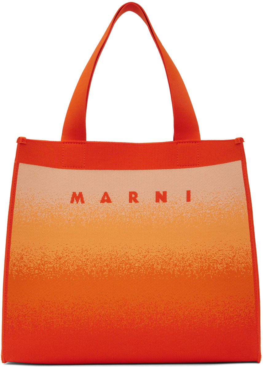 Marni Orange Shopping Tote In Zo536 Carrot/chili/a