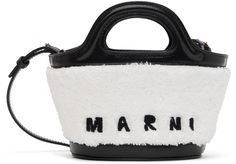 Black & White Micro Tropicalia Tote In Zo521 Lily White/bla