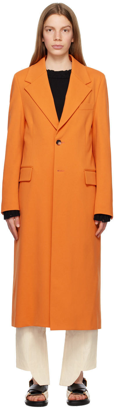 Shop Marni Orange Single-breasted Coat In 00r21 Alkekengi
