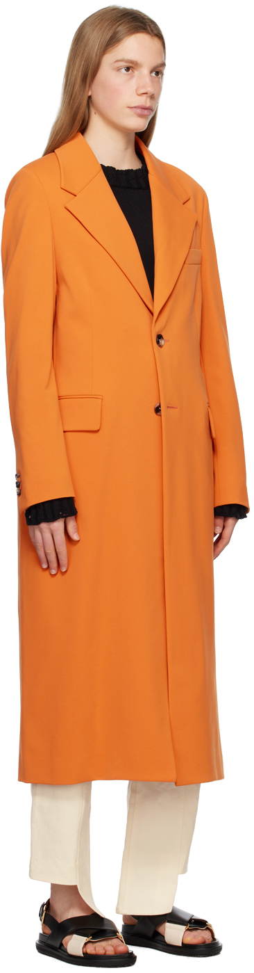 Marni Single-breasted Long Coat In 00r21 Alkekengi