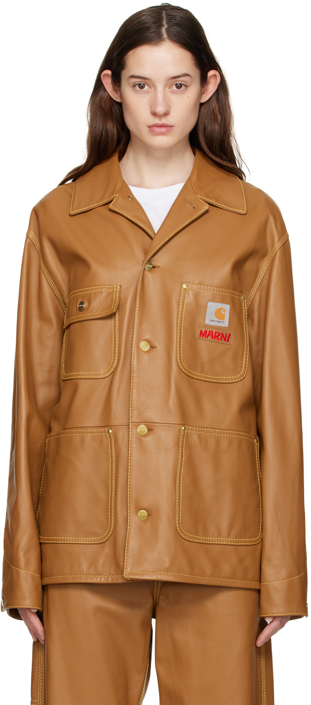 Tan Carhartt WIP Edition Leather Jacket