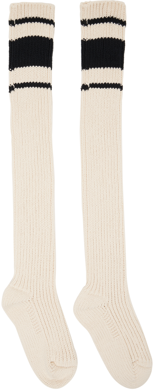 Marni Off-white Striped Socks In Rgw03 Stone White