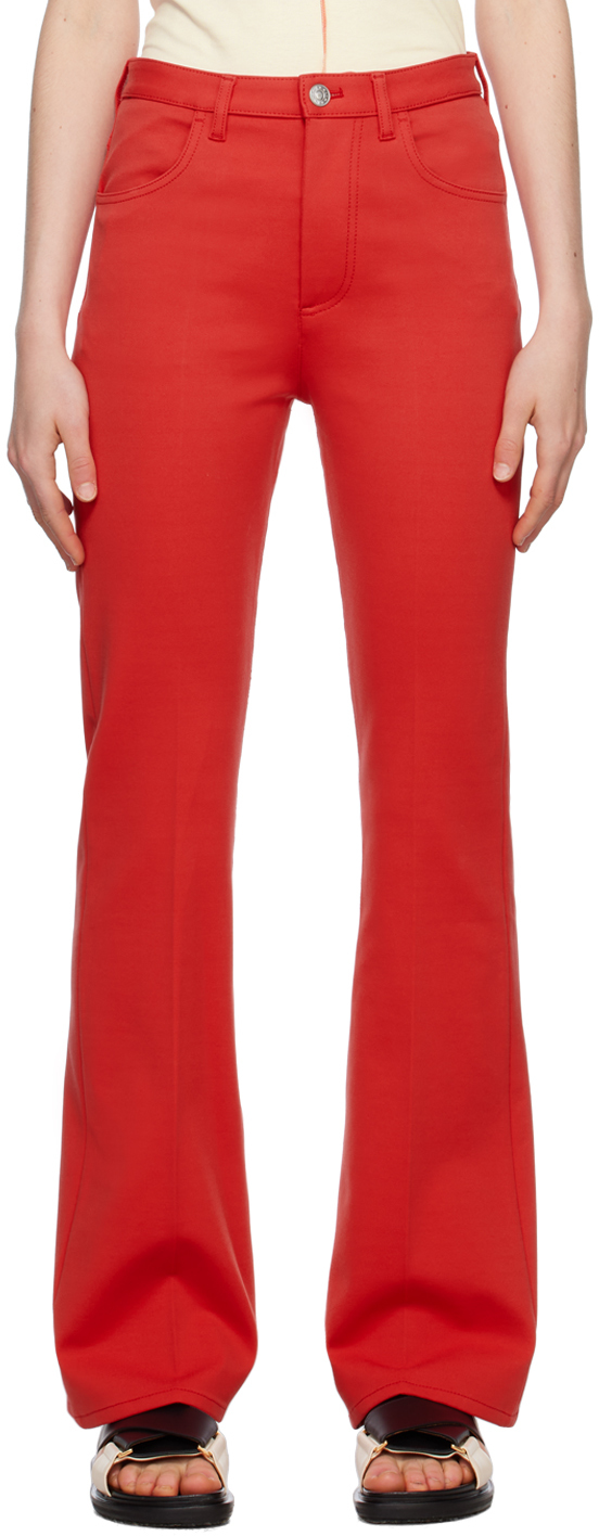 Marni Pressed Crease Flared Trousers In Red