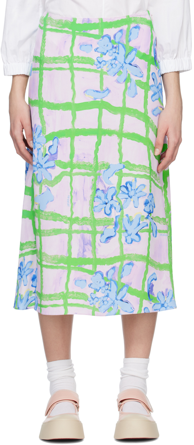 Marni Floral-print Maxi Skirt In Mauve