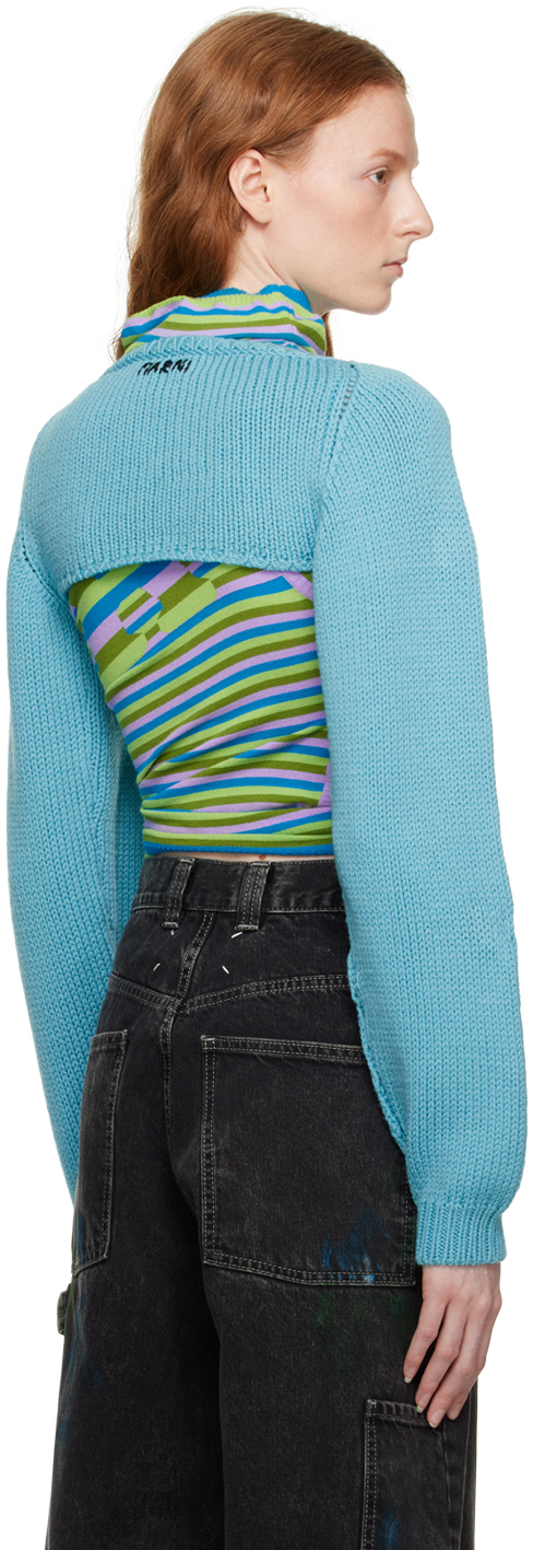 Marni Blue Virgin Wool Cardigan In 00b39 Powder Blu