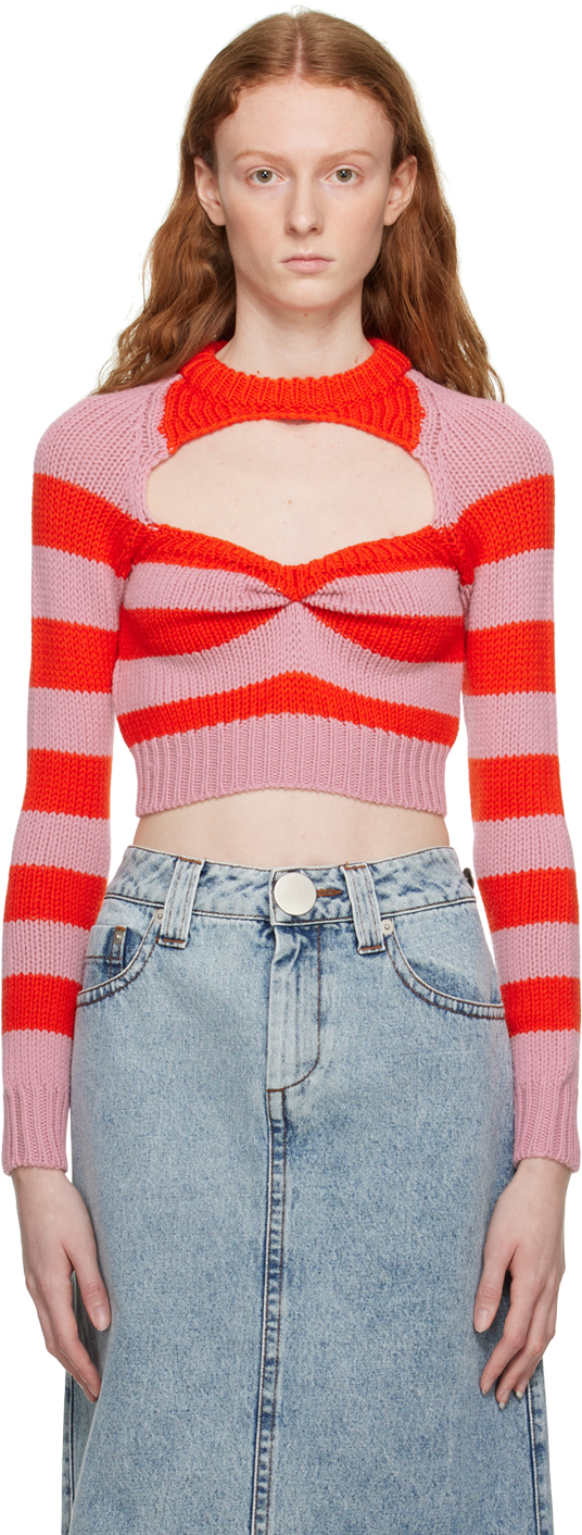 Marni: Pink & Red Stripe Sweater | SSENSE