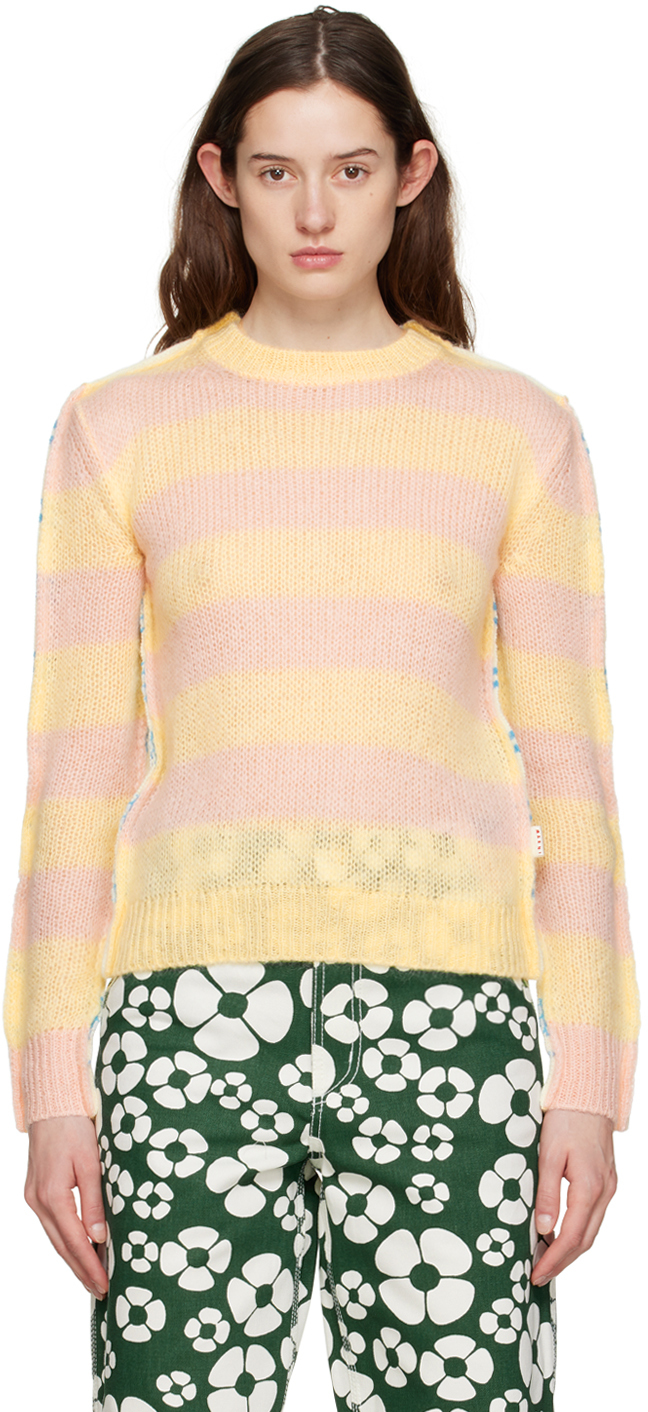 Marni Multicolor Contrast Striped Sweater In Mxy06 Endive