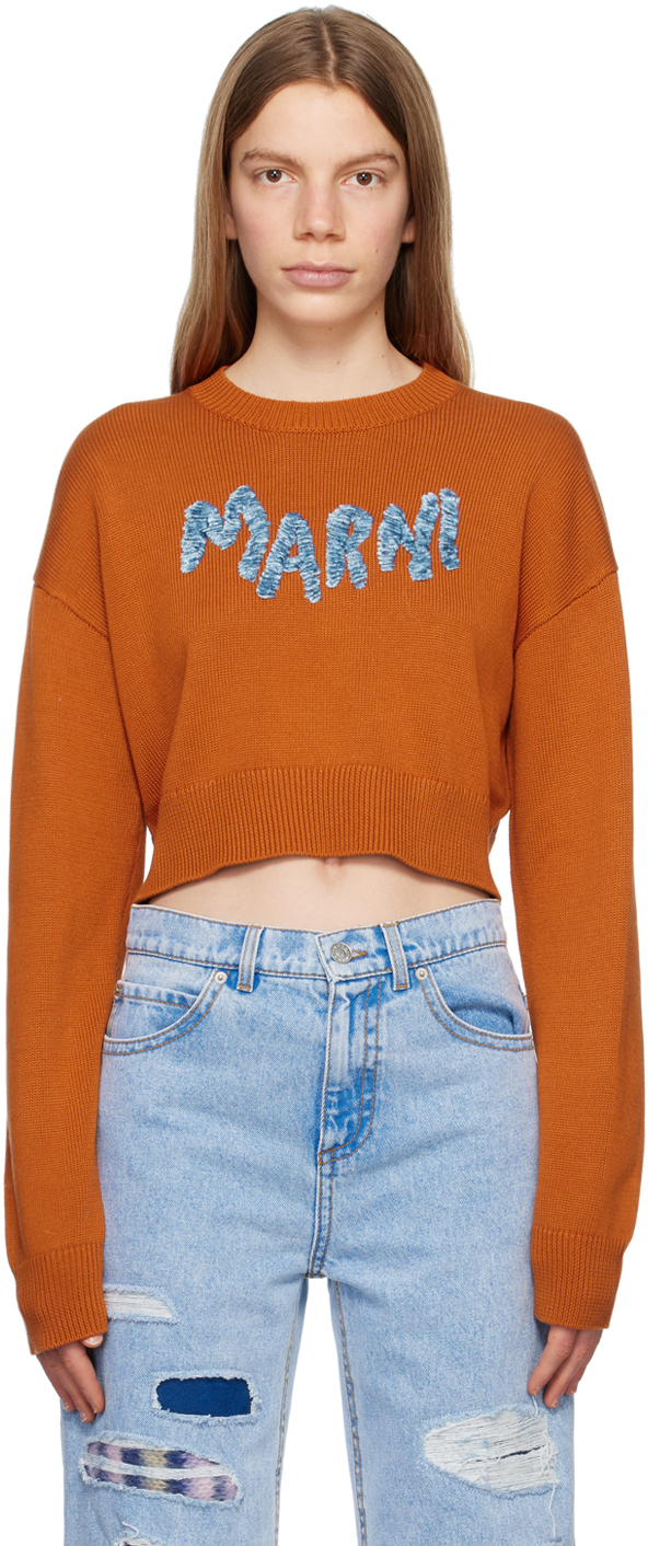Marni Orange Crewneck Sweater In 00r07 Apricot