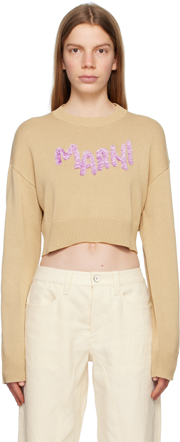 Marni Beige Embroidered Sweater