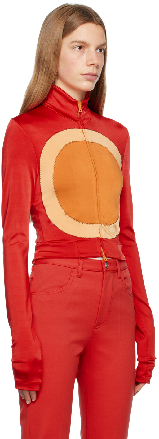 Marni Funnel-neck Cropped Track Jacket In 00r51 Fiery Red