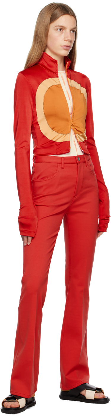 Marni Funnel-neck Cropped Track Jacket In 00r51 Fiery Red