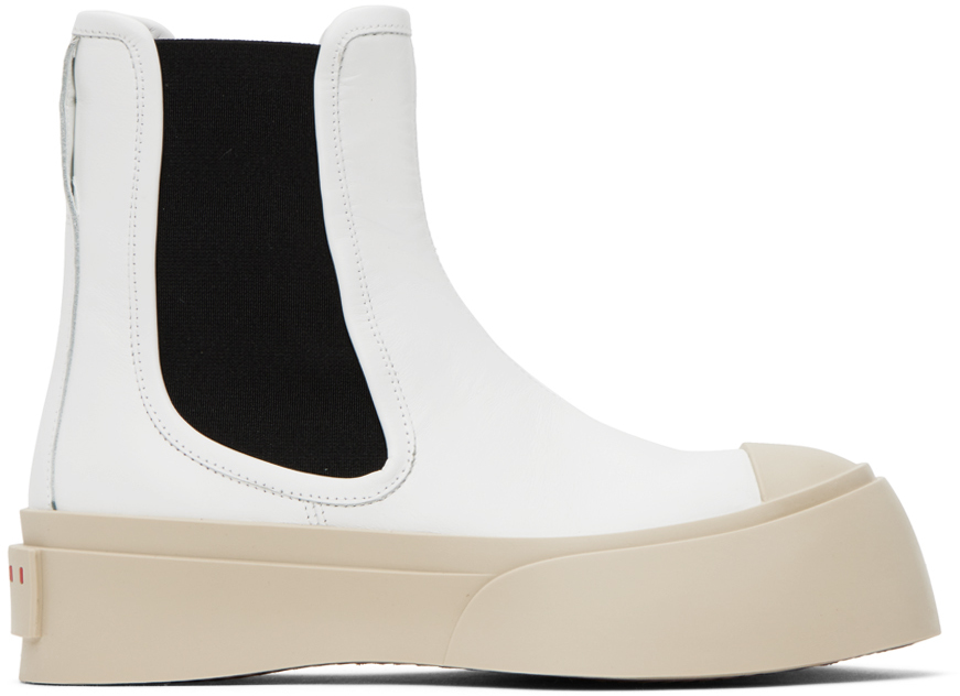 White Pablo Chelsea Boots by Marni on Sale