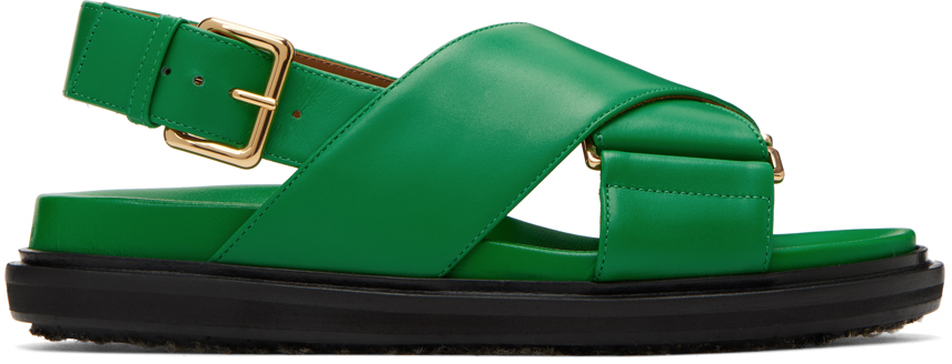 Shop Marni Green Fussbett Sandals In 00v46 Spring Green