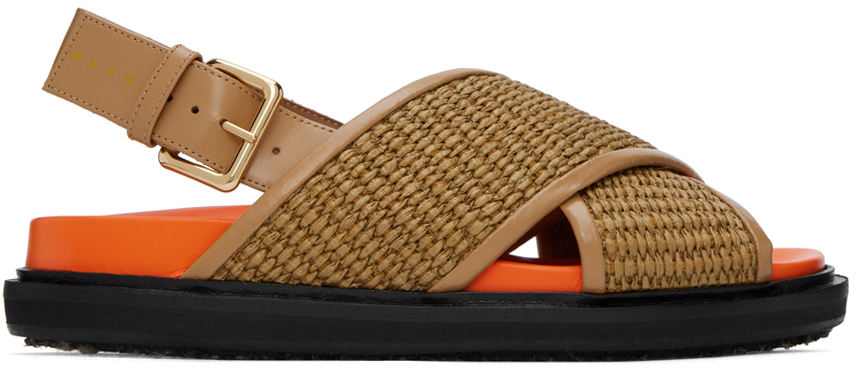 Shop Marni Tan Fussbett Sandals In Zo140 Raw Siena/dust